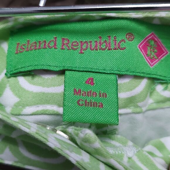 Island Republic lime green white cropped capris  Sz 4 - Picture 5 of 5